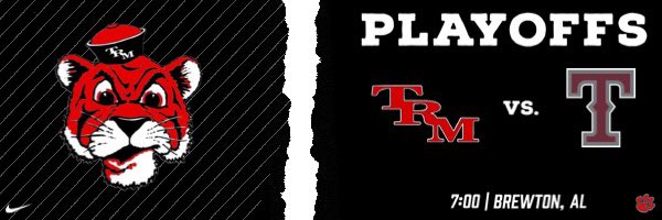 🚨🚨 GAMEDAY 🚨🚨

| PLAYOFFS |

TRM vs Thorsby
⌚️7:00
📍Brewton Municipal Stadium

Tickets can be purchased on GoFan
gofan.co/event/2140253 

THE ONLY cash gate for tickets will be the South Gate. 

Come out and support your Tigers!!! 💥 

#WeAreMiller #MillerStrong