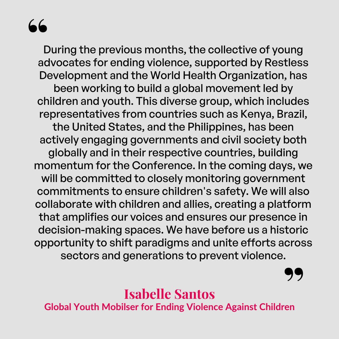 CIFFchild's tweet photo. 💡A message from Isabelle Santos, Global Youth Mobiliser for Ending Violence Against Children https://t.co/SJwggnkqqO