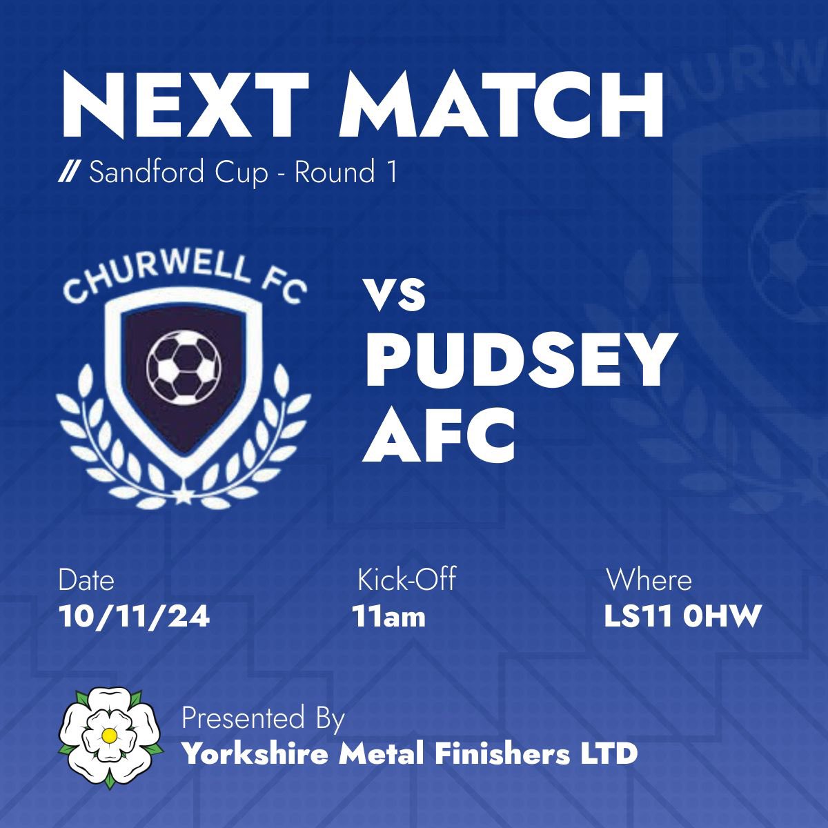 ChurwellFC's tweet image. ๐๐ ๐
๐๐ ๐๐๐ ๐๐๐ ๐
November is a month of cup games, as they continue to come thick and fast.
The Well face off against Pudsey for the first time this season, as we look to progress to the quarter-final of the Sanford Cup.
๐ Millshaw the venue again
#UpTheWell ๐ตโซ๏ธ