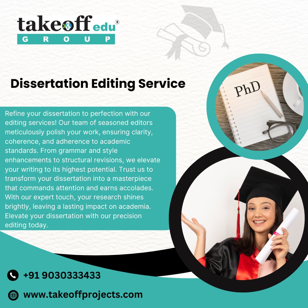 takeoffedugroup's tweet image. 📚 Dissertation Editing Service ✍️
You can polish your research to perfection with expert editing and proofreading. From grammar checks to structural improvements, we ensure your #Dissertation is clear, concise, and impactful. #DissertationEditing #ThesisEditing #AcademicWriting