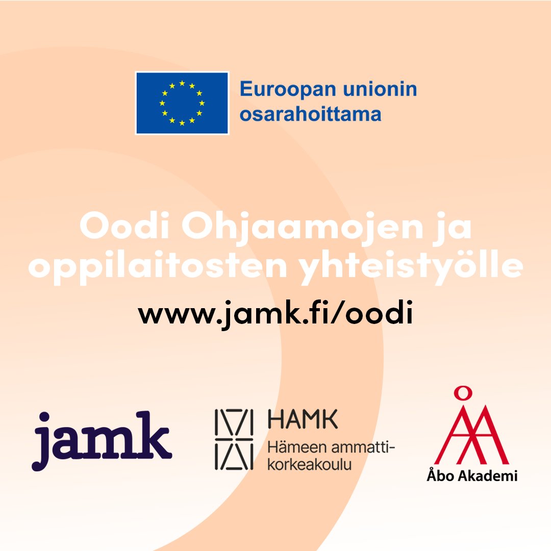 JAMK_AOKK's tweet photo. #JatkuvaOppiminen strategiat edistyvät kehittämishankkeissa, joissa myös @JAMK_fi   on mukana. Koordinoimme Euroopan unionin rahoittamia valtakunnallisia projekteja: Oodi Ohjaamojen ja oppilaitosten yhteistyölle https://t.co/vylmpbD6ZA &amp; INKLU-hanke https://t.co/ZQSevs128Y https://t.co/lZHz2bm9T2