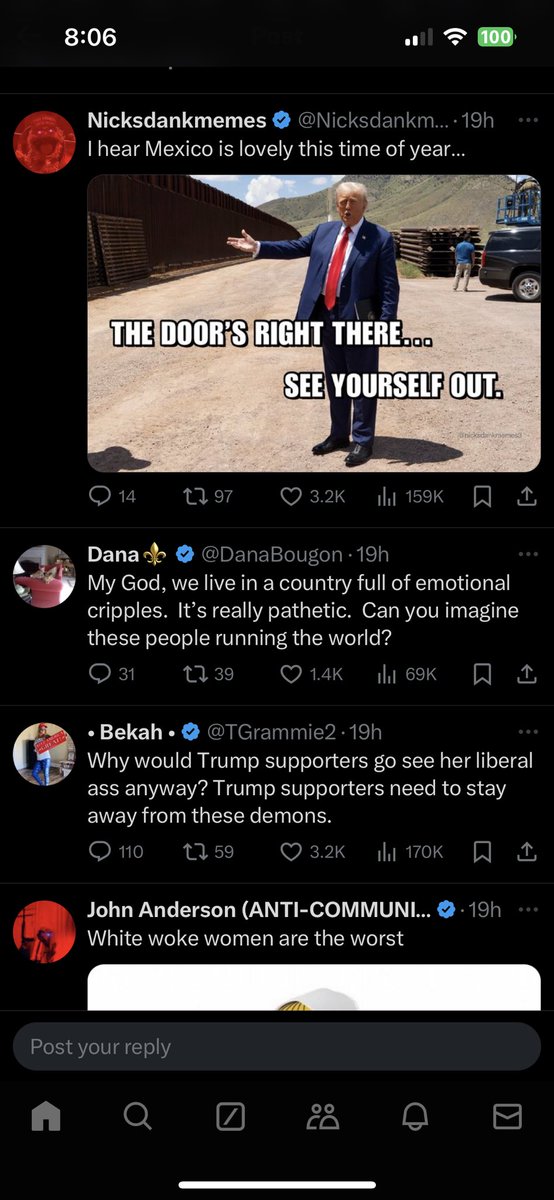 bridge_please's tweet photo. Trump supporters after winning the election: “we can disagree and still be friends! Jesus is king! Treat people that voted differently than you with kindness!”

Also trump supporters: (this is an example on the thread of Billie Eillish getting emotional at her concert ) https://t.co/u9CHWMguMI