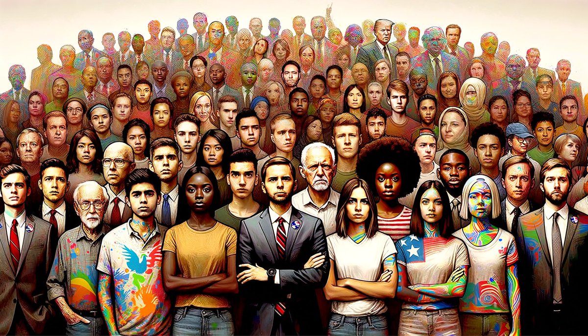 PoliticalWire_'s tweet photo. the 2024 election could blow up the boring "demographics are destiny" myth. new-gen voters want real talk on issues, not labels. if politicians keep clinging to old narratives, they're in for a rough wake-up call. identity's out, impact's in. change the game or get left behind. https://t.co/hZE6zWNvm5