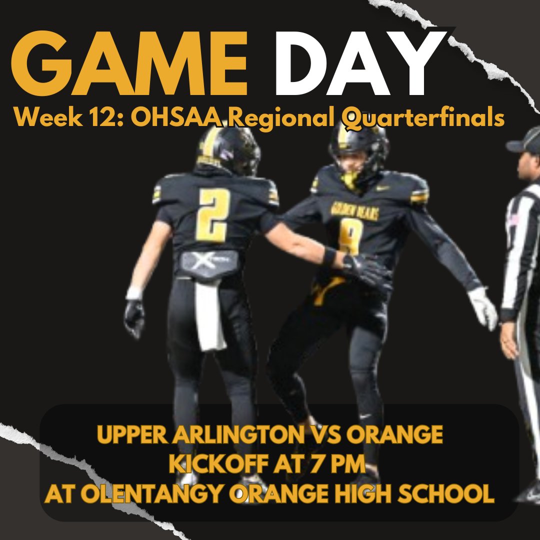 GoldenBears_FB's tweet photo. 🚨🚨 GAME DAY: WEEK 12 🚨🚨
📣 OHSAA Regional Quarterfinals 
🆚 Olentangy Orange 
⏰ 7:00 PM 
📍 Olentangy Orange High School 
🎟 https://t.co/aSMZ7HXZjv
📺 https://t.co/VTTYeuwk3z https://t.co/0oLPa3aVVy