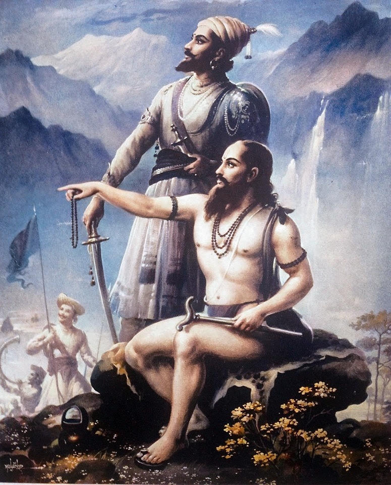 MazzziniX's tweet photo. Chhatrapati Shivaji Maharaj and his Guru Samarth Ramdas Swami. 🚩 https://t.co/EDpv0BCgsI