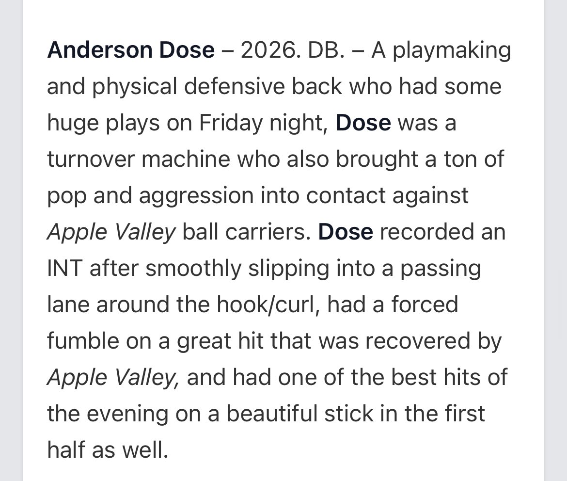 Thank you <a href="/PrepRedzoneMN/">Prep Redzone Minnesota</a> and <a href="/OJW_Scouting/">PrepRedzone Oliver</a> for the write up!
