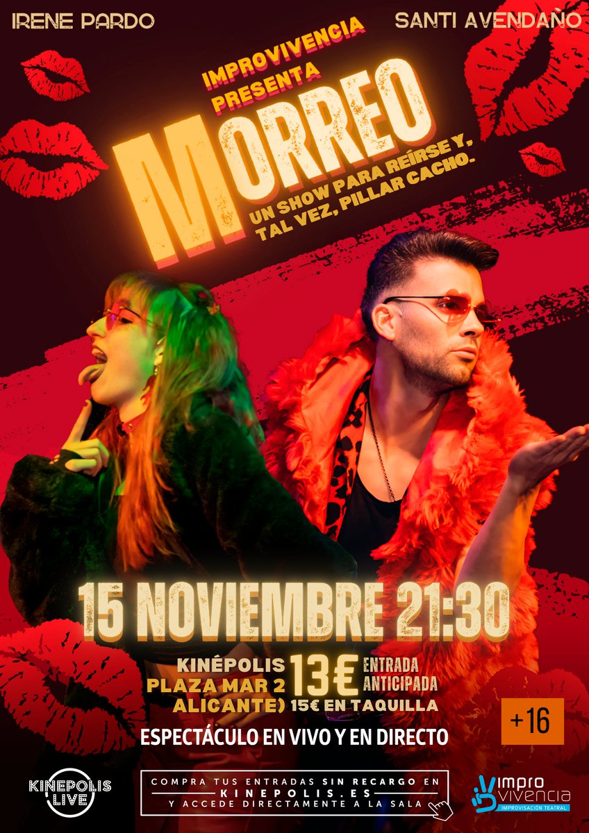 ¿Te vienes a echarte unas risas a #MORREO 💋?
#Alicante #Murcia