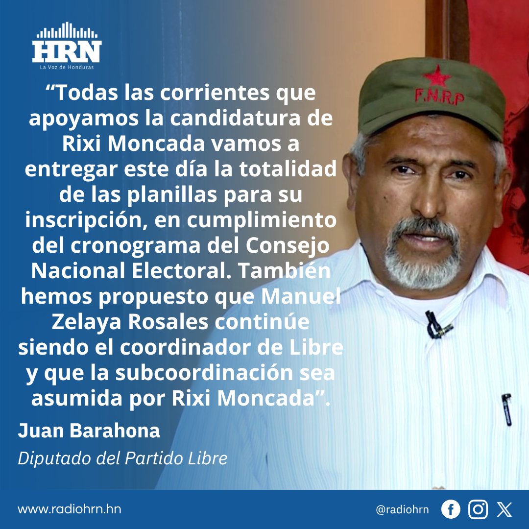 radiohrn's tweet photo. 🔴#MatutinoHRN 
Declaraciones de Juan Barahona, diputado del Partido Libertad y Refundación (Libre), en relación a las planillas de este instituto político de cara a las próximas elecciones en Honduras.🗣️
https://t.co/GmSzQGKhyt https://t.co/2KjaTiV3Z0