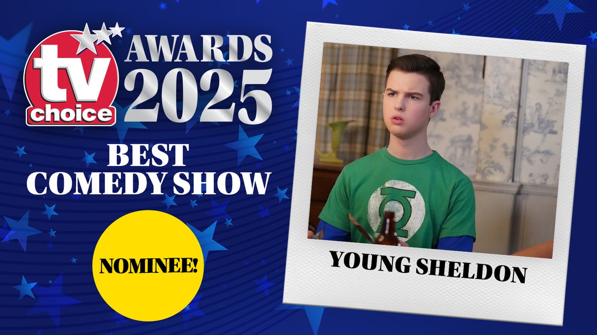 TVChoice's tweet photo. If you love Sheldon’s lovable genius, vote for Young Sheldon as Best Comedy Show in the 2025 #TVChoiceAwards! 🌟📺 Let’s give this brilliant show the recognition it deserves by voting at https://t.co/CdyqllttCe @YoungSheldon @E4Tweets #BestComedyShow #VoteNow https://t.co/A0Kj9KG88L
