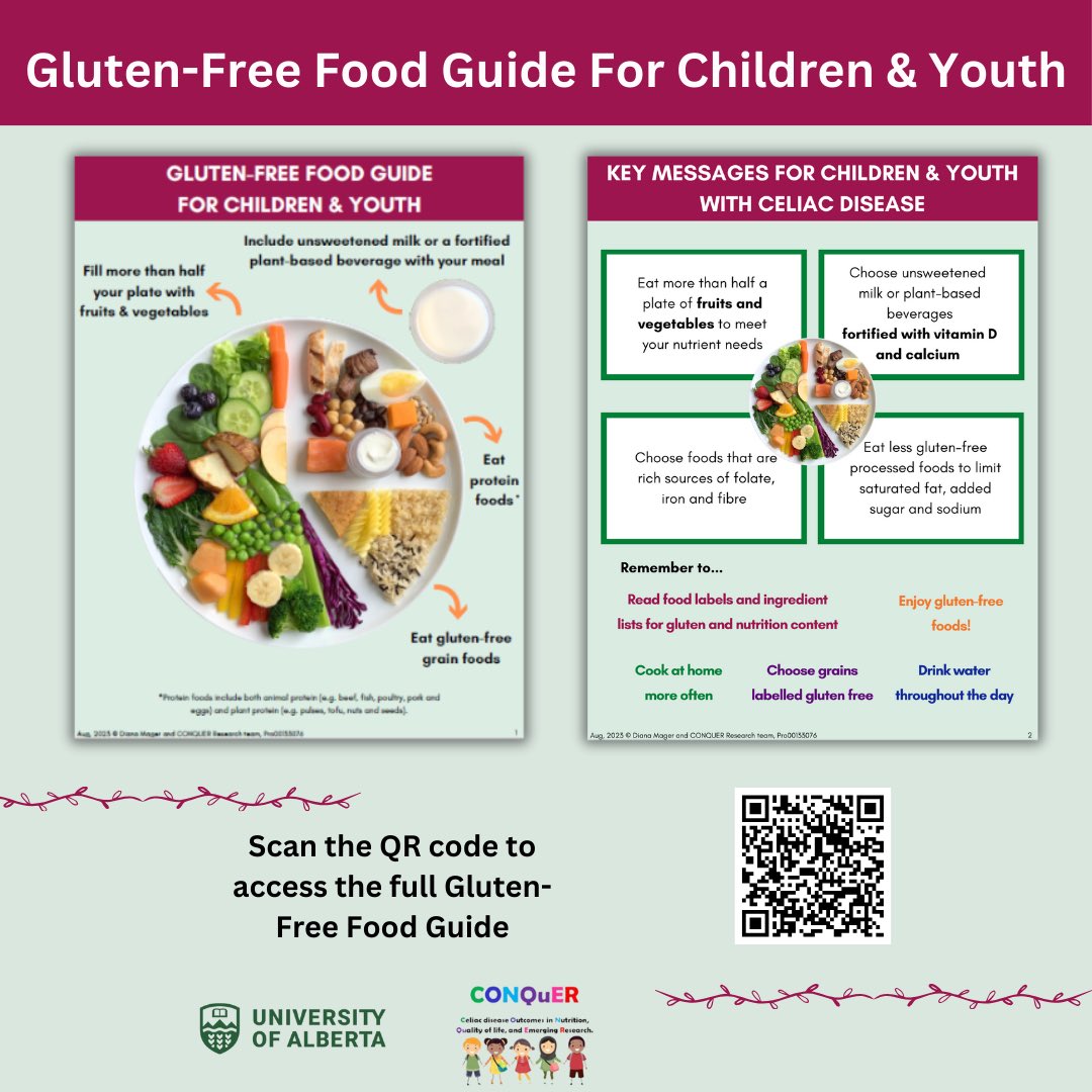 Congratulations to Rita (Zhiqian) Jiang for winning the MSc Student Oral Presentation Award for Children's Health and Wellbeing: Nutrition at the WCHRI Research Day 2024! 
Haven’t seen our Gluten-Free Food Guide yet? Check it out through the link in our bio and QR code!