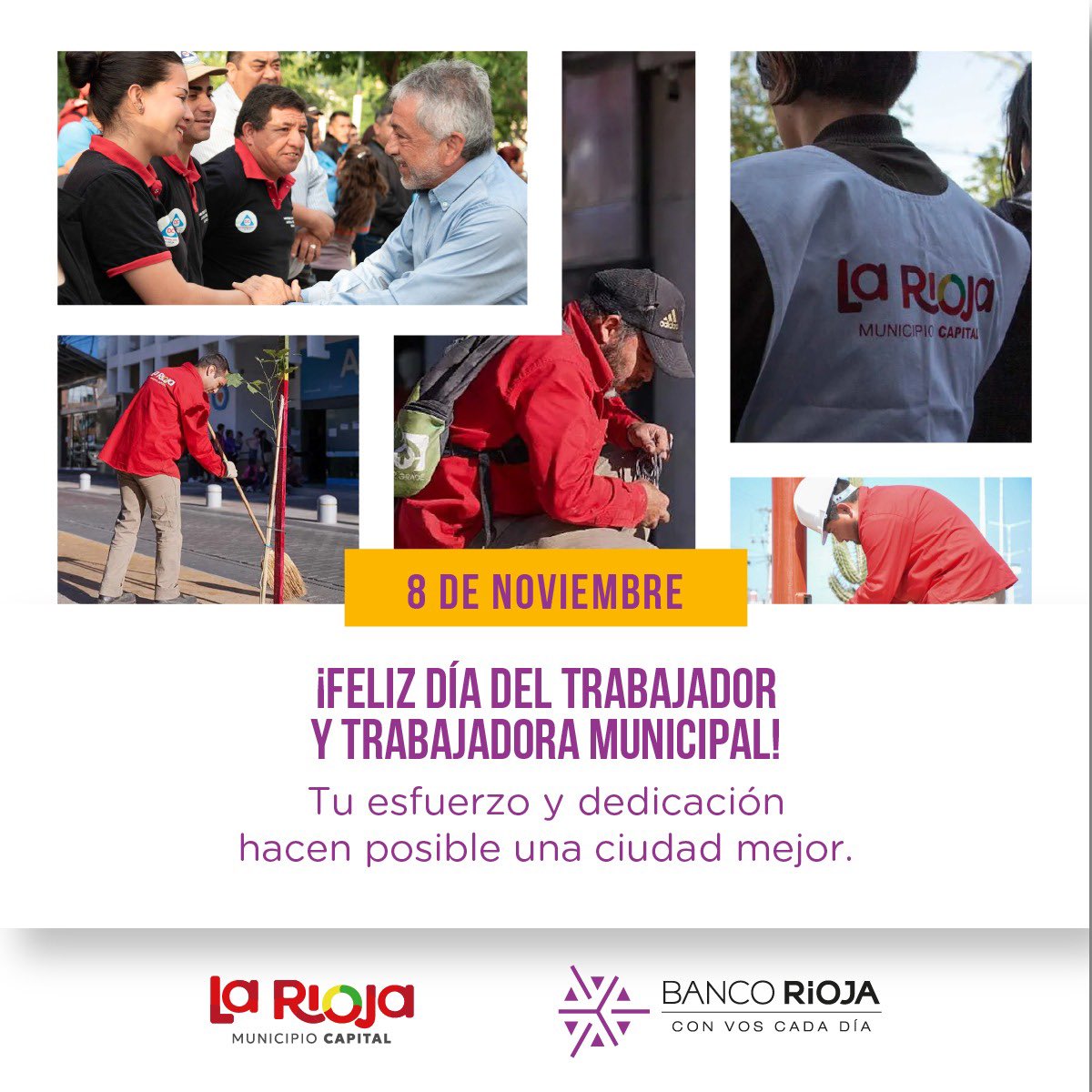 BancoRioja's tweet photo. ✨ Feliz día a todas/os los trabajadores municipales de la ciudad de La Rioja en su día  ✨ https://t.co/tttbmEng37