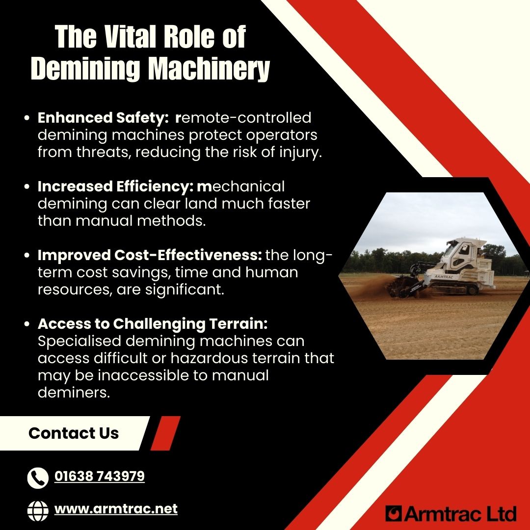 🌍 Demining saves lives &amp; restores communities.  

At Armtrac Ltd, our remote-controlled machines prioritise safety &amp; efficiency, clearing hazardous areas while keeping operators protected.  

🔗Learn more: armtrac.net

#Demining #SafetyFirst #ArmtracLtd #Innovation