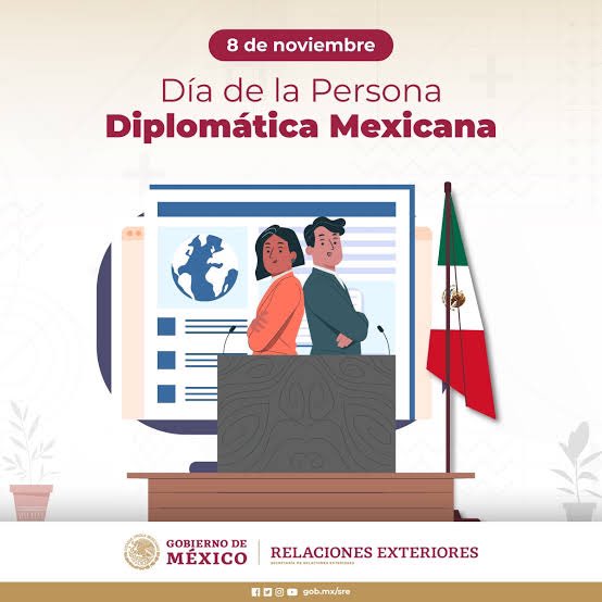 #DiadelDiplomaticoMexicano 
Hoy se festeja el día de la persona diplomática mexicana. El 8 de noviembre de 1821 se estableció la entonces Secretaría de Relaciones Exteriores y de Interior. Cumplimos ya 203 años.