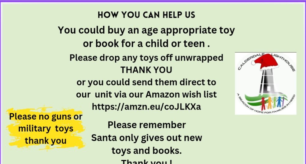 Calderlighthous's tweet image. As our christmas referrals continue to come through. We need to work together to help the most vulnerable families throughout our community.
Thank you 
🎅🙆🎄🎅🎁🎄