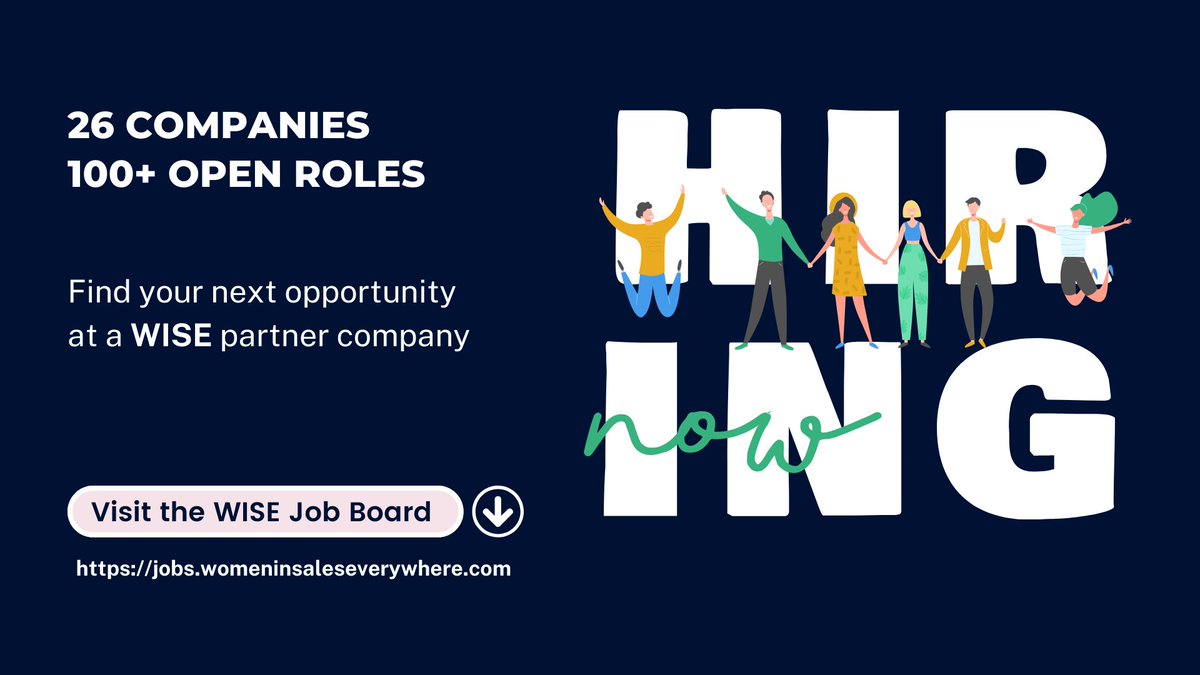 WISE partners <a href="/fisherinvest/">Fisher Investments</a>, <a href="/movableink/">Movable Ink</a>, <a href="/JohnsManville/">Johns Manville</a> &amp; more are hiring!

🔍Start your search on the WISE job board for hundreds of open career opportunities at our partner companies.

Click the link below to start your search ⬇️
jobs.womeninsaleseverywhere.com

#hiring #womeninsales