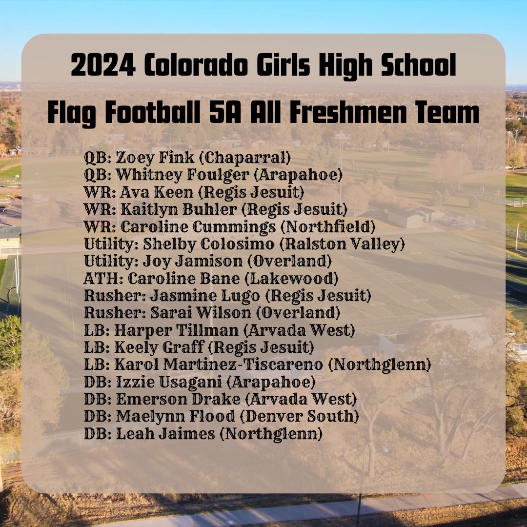 On this episode we honor the best of the best from the 5A 2024 Colorado Girls High School Flag Football Season. Episode is out anywhere you can listen to podcasts. 

#playmakerscorner #PMCflag #coloradogirlshighschoolflagfootball #girlsflagfootball