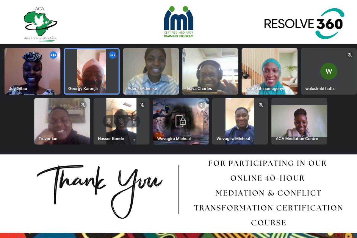 Last week, I took time, 40hrs,  off tax to sharpen my dispute resolution skills.  Particularly, mediation.  I would like to thank <a href="/AfricaAmani/">Amani communities Africa</a> and <a href="/Resolve360_ug/">Resolve360</a> for the training.  What warmed my heart more, was the fact that the trainers were YOUNG great mediators.