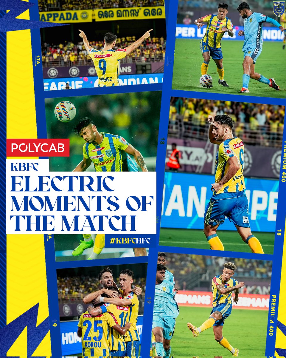 KeralaBlasters's tweet image. Every setback fuels a stronger comeback! ⚡

Presenting the Polycab KBFC Electric Moments from our fixture against Hyderabad 📸

#KBFCHFC #KBFC #KeralaBlasters