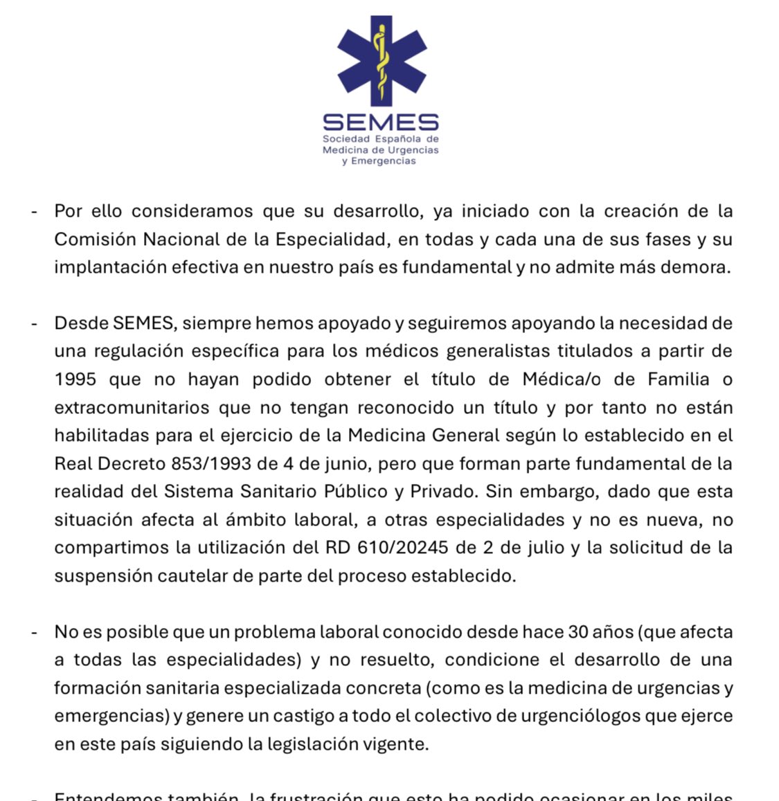 serparju's tweet photo. Excelente comunicado de @SEMES_
La #EspecialidadMUE no admite más demoras
Es cuestión de legislación laboral que nada tiene que ver con el desarrollo de la #EspecialidadMUE
La problemática tiene 30 años y debe solucionarse donde proceda, sin vínculo con la #EspecialidadMUE https://t.co/yCwlfCX6H1