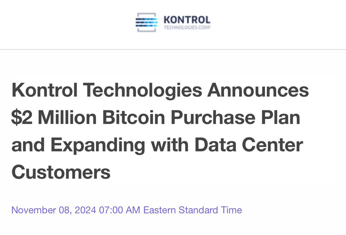 Another $2M #Bitcoin Buy for <a href="/KontrolGroup/">Kontrol Technologies Corp.</a> ✅

businesswire.com/news/home/2024…