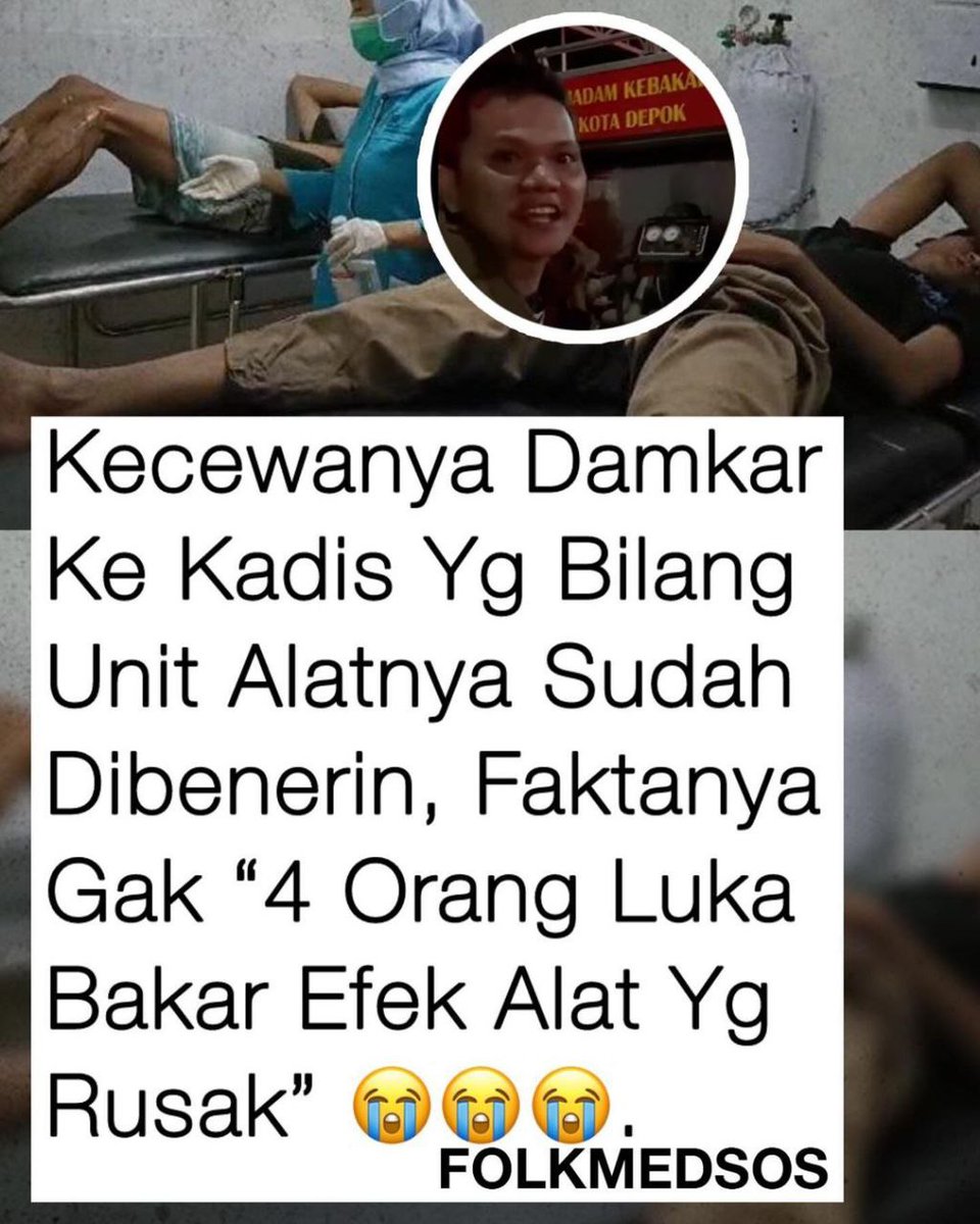 djSenjabiru's tweet photo. Kecewa Damkar Ke kadis Yang Bilang Unit alatya Sudah Dibenerin, Faktanya gak “4Orang luka Bakar Efek Alat Yang Rusak”😭 https://t.co/AgLV83yCPp