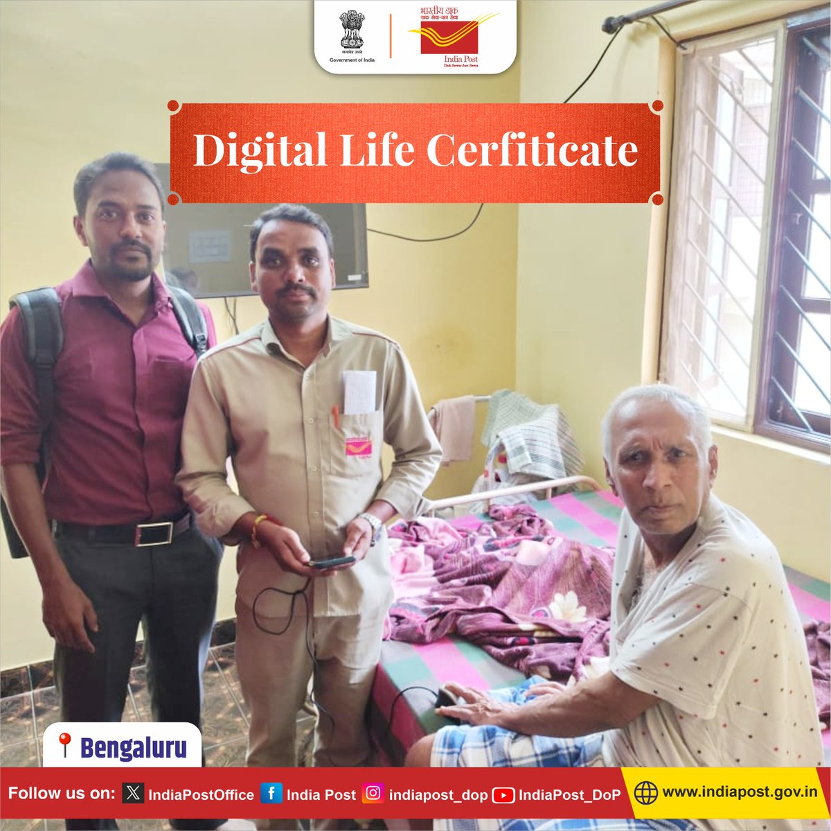 IndiaPostOffice's tweet photo. India Post brings convenience to all Pensioners! The Digital Life Certificate (DLC) Campaign 3.0 is here—available in 800 cities/towns across India from 1st - 30th November 2024.

Book your appointment doorstep service via the PostInfo App or visit your nearest Post Office. Let’s make life easier, together!

#JeevanPraman #LifeCertificate #DigitalLifeCertificate #DLCCampaign3 #IndiaPost