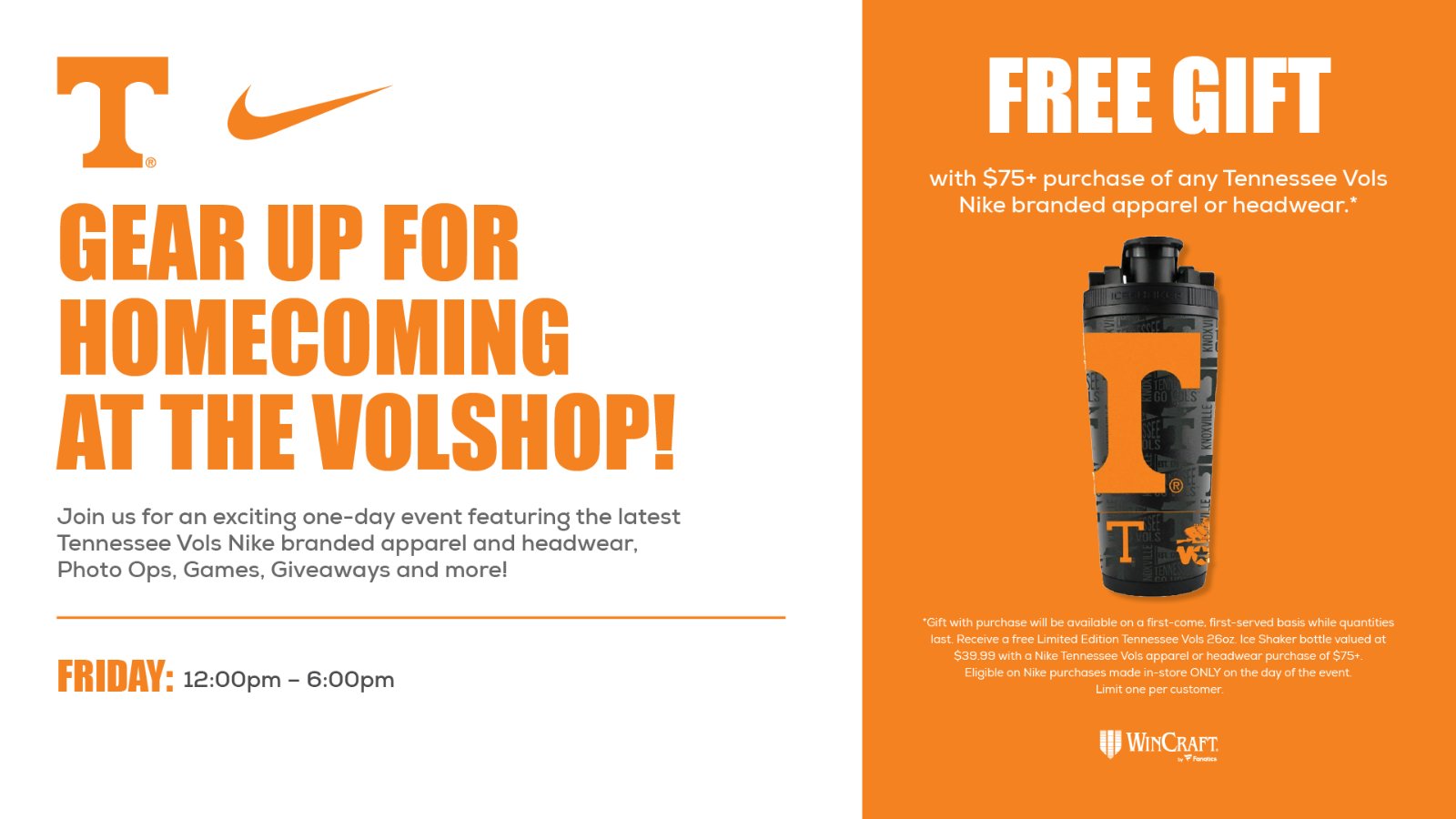 VolShop on X We re having a Nike party today Come see the set up outside of the Student Union for games goodies giveaways and. music by the one and only SterlThePearl16 https t wsFasfPMwV