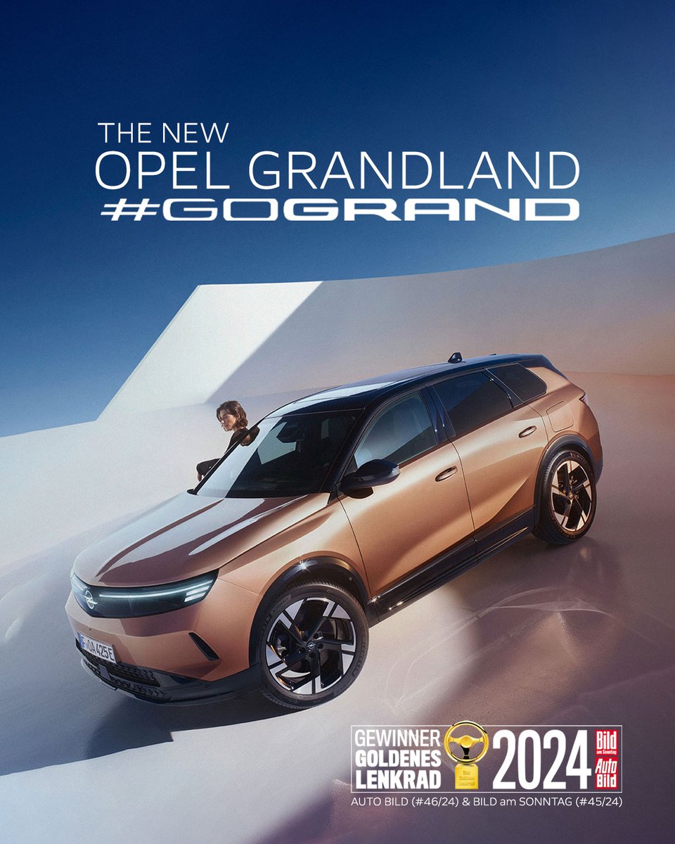GRAND news: the ‘2024 Golden Steering Wheel‘ trophy goes to the new #OpelGrandland 🏆 All details: s.opel.com/p640z1