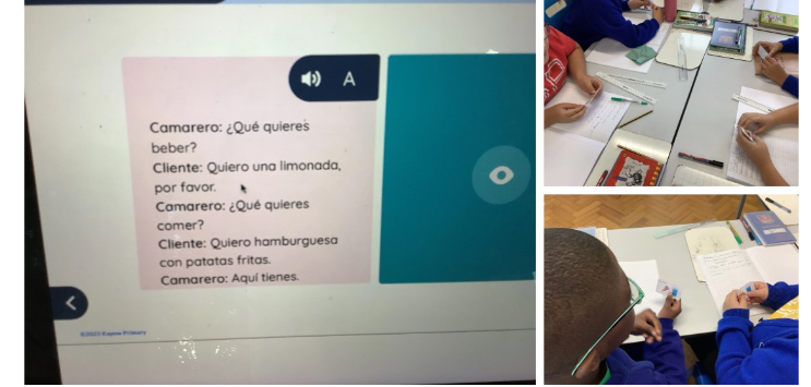 SelsdonPrimary's tweet photo. In Spanish, they have been practising using cafe vocabulary to order food and drink. They listened to an exchange between a waiter and customer and translated it to English. Then, role-played as waiting staff and customers. There are definitely some budding linguists in year 5. https://t.co/T0K8seVhgm