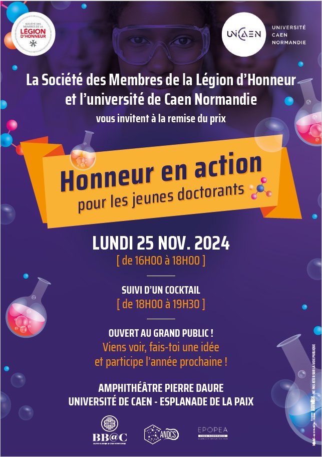 BbCaen's tweet photo. 👉Invitation : évènement grand public, 25 novembre de 16 h 00 à 18 h 00, Prix Honneur en Action  SMLH : une compétition oratoire pour les doctorants et doctorantes · https://t.co/ItAXyqhd7g @SmlhNational  @CaenOfficiel @Caenlamer @ANDCS_asso @RegionNormandie https://t.co/cwUIegIQ41