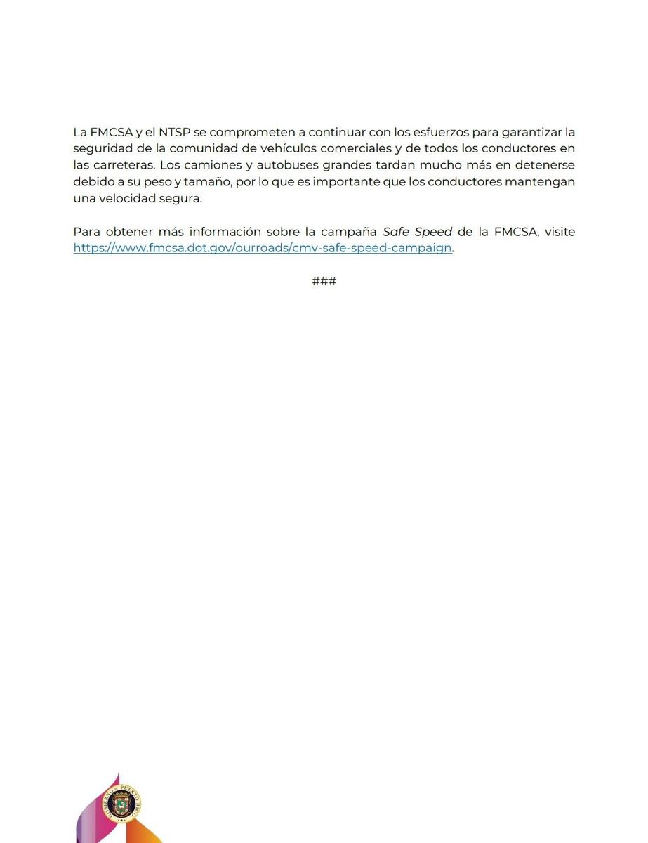 Junta Reglamentadora Servicio Público (@juntajrsp) on Twitter photo Con el objetivo de reducir los choques en Puerto Rico causados por el exceso de velocidad que involucran camiones y autobuses, el <a href="/NTSPpr/">Negociado de Transporte y otros Servicios Públicos</a> de la #JRSP se unió a los esfuerzos de la <a href="/FMCSA/">FMCSA</a> del <a href="/USDOT/">U.S. Department of Transportation</a>. Con el objetivo de reducir los choques en Puerto Rico causados por el exceso de velocidad que involucran camiones y autobuses, el <a href="/NTSPpr/">Negociado de Transporte y otros Servicios Públicos</a> de la #JRSP se unió a los esfuerzos de la <a href="/FMCSA/">FMCSA</a> del <a href="/USDOT/">U.S. Department of Transportation</a>.