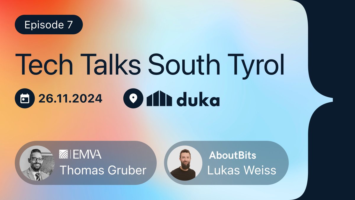 📢 New event is scheduled! Join us at our next Tech Talks South Tyrol meetup at Duka on 26.11.2024. There will be again two interessting talks! Check it out and come by.

#meetup #southtyrol #softwaredevelopment #designsystems #fontend #businessintelligence