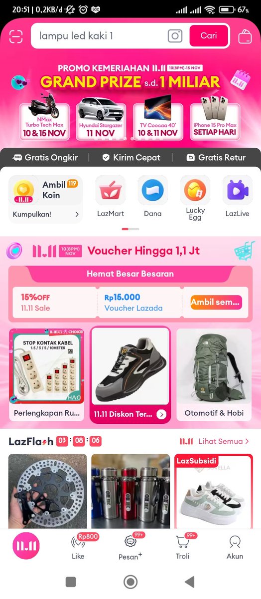 Lazada 11.11 diskon terbesar di Lazada, gas cuy..grand prize ada mobil &amp; motor juga.
Jangan sampe ke skip 🫰🏻
#lazada #lazada1111 #grandprize