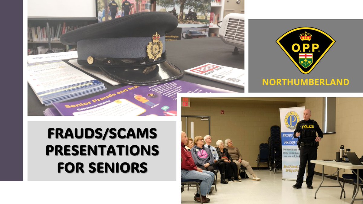 OPP_CR's tweet image. Today is &apos;Fraud Awareness&apos; of #CPweek2024 and #NthldOPP highlight the regular fraud/scams presentations that take place throughout Northumberland during the year. OPP members are invited by community partners as we work together to reduce and prevent this type of crime. ^jc