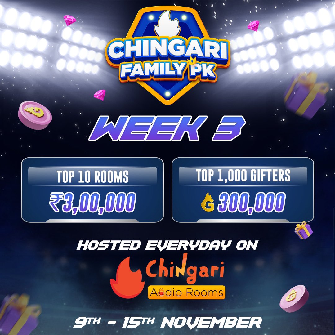 Chingari_IN's tweet image. 𝗦𝘁𝗮𝗿𝘁𝘀 𝗧𝗼𝗻𝗶𝗴𝗵𝘁! 🚨🔥                                                                                                                                                     

#ChingariFamilyPK #Chingari #Week3 #Weekly #GARI #WinGARI #Gifting #Diamonds #ContestAlert