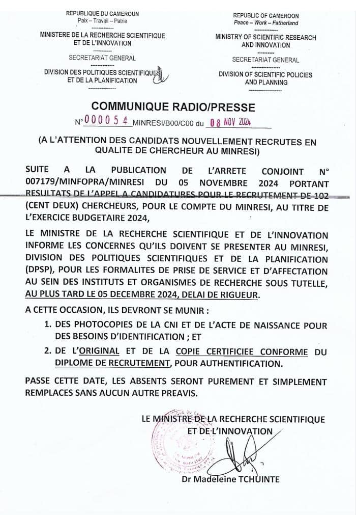 MINRESI (@minresi_cm) on Twitter photo 