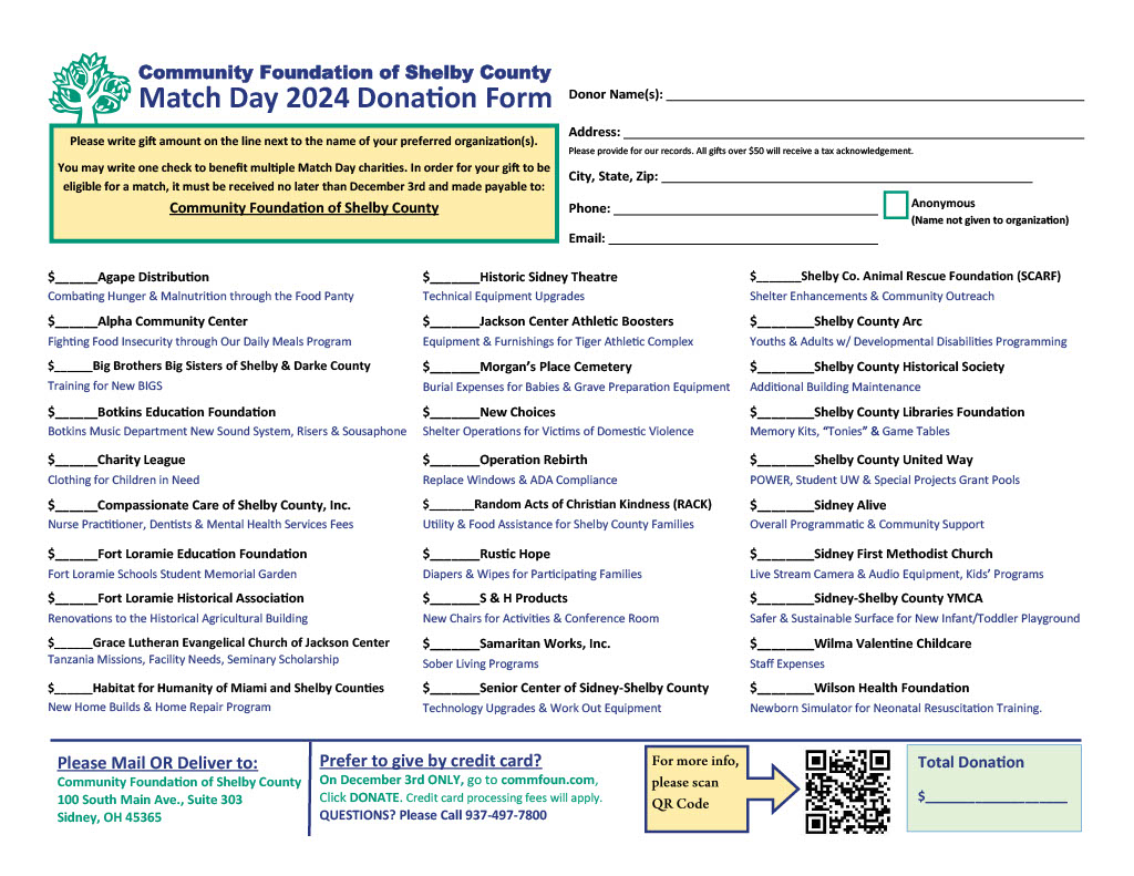 FLEF is participating in CFSC Match Day. We are raising money to help fund the creation of a Fort Loramie Schools Student Memorial Garden. Current students and administration are working up a design and guidelines for the memorial garden.
Giving Today. Building Tomorrow.