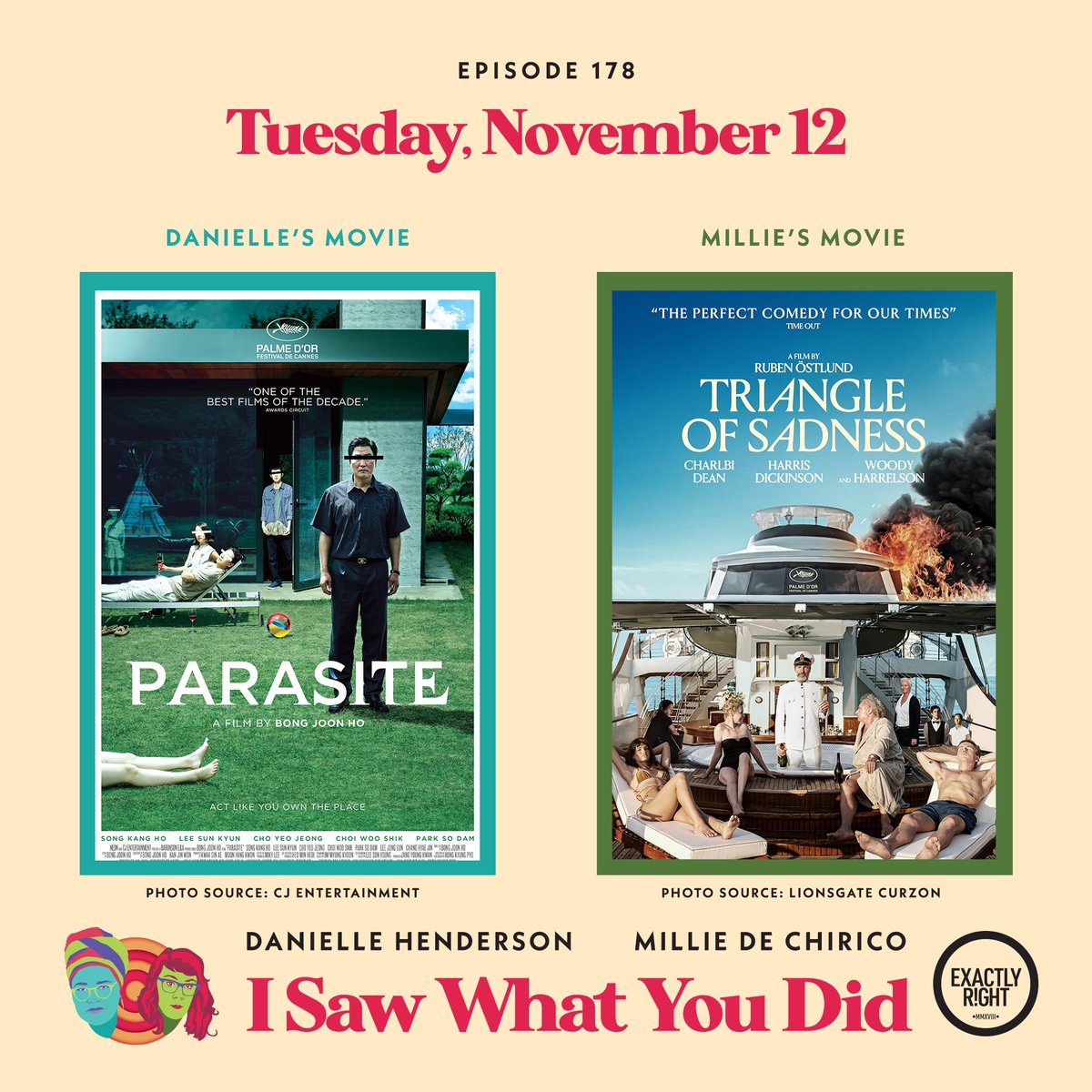Homework time! Watch PARASITE and TRIANGLE OF SADNESS, then tune in on Tuesday. Only three episodes left!