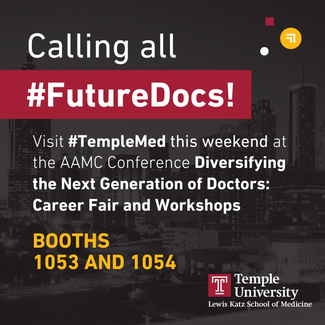 🚀 Just one day until #TempleMed’s interactive demos at the AAMC Career Fair! Join us to explore anesthesia with Dr. Berkeley and extract DNA with Dr. Gamero. #AAMCTempleMed24 #FutureDocs 🔗 students-residents.aamc.org/minorities-med…