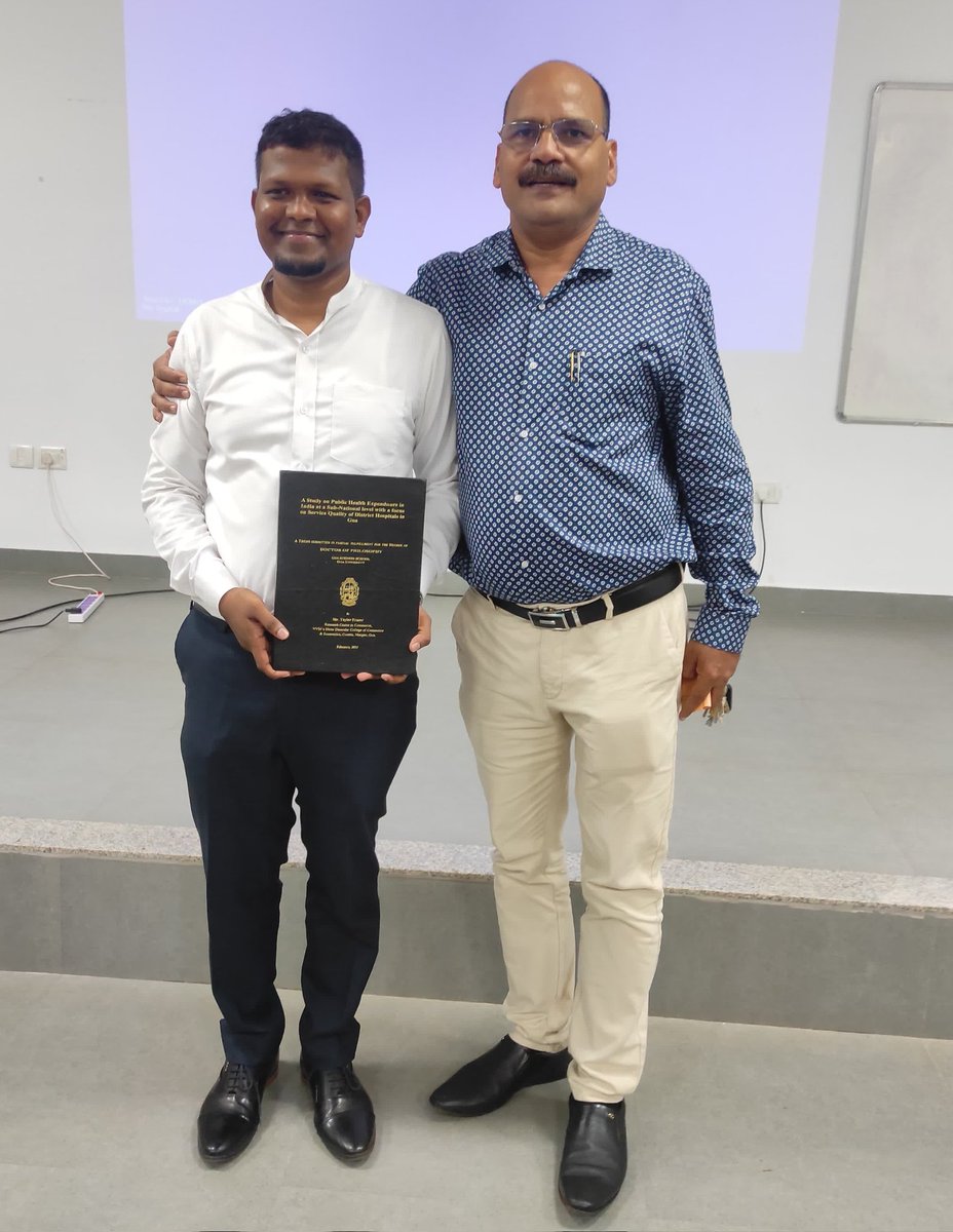 sanjaydessai's tweet photo. My student Frazer Taylor sucessfully completed his PhD thesis on topic "Study on public health expenditure in india, with focus on service quality of district hospitals in Goa" #Goauniversity @GoaUniversity https://t.co/K7pyFOcA3A