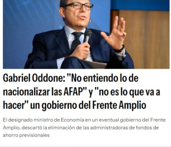 jjnorbis's tweet photo. El eventual ministro de Economía si gana el FA dijo que las AFAP "no se tocan", pero desde el PIT/CNT afirman que si gana el FA "las AFAP tienen los días contados" https://t.co/2pM8KTtvLD