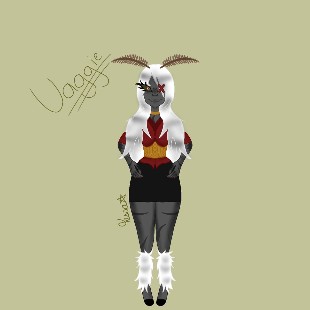 itsfoxytess's tweet photo. My Vaggie Redesign :D #HazbinHotel https://t.co/Vzk2hu09Ol