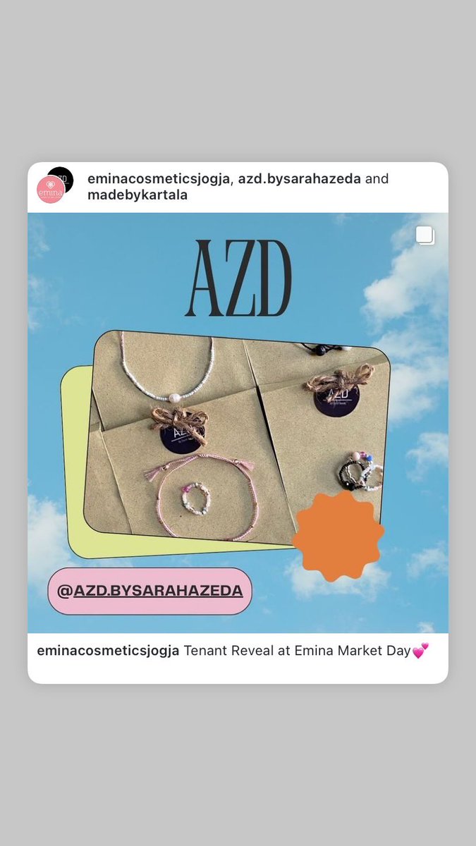 sarahazeda's tweet photo. besok pertama kali jadi tenant bazar event di Jogja. living my dream life 🥹 https://t.co/x8iBc0aMqp