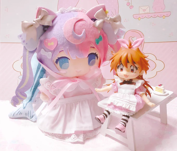 ピンクのエプロンドレスだね〜!(作品クロスオーバーしてごめんよ)(←にゃまふじあんずちゃん と りな=いんばーすちゃん→です) 