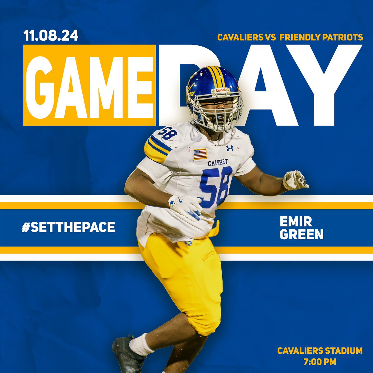 Game day! See you tonight at 7 p.m. Cav Nation! Go Calvert! #itstime #setthepaace