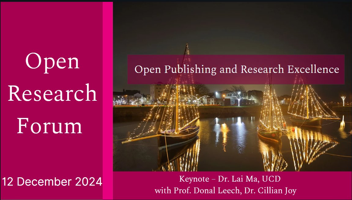 We invite you to the next Open Research Forum "Advancing Research Excellence through Open Publishing: Impact, Quality, and Responsible Practices," on 12th December <a href="/uniofgalway/">Ollscoil na Gaillimhe | University of Galway</a>. Our keynote speaker is Dr. Lai Ma, UCD <a href="/erasurist/">Lai Ma</a>  
Register: tinyurl.com/OPR-blog1
#openresearch