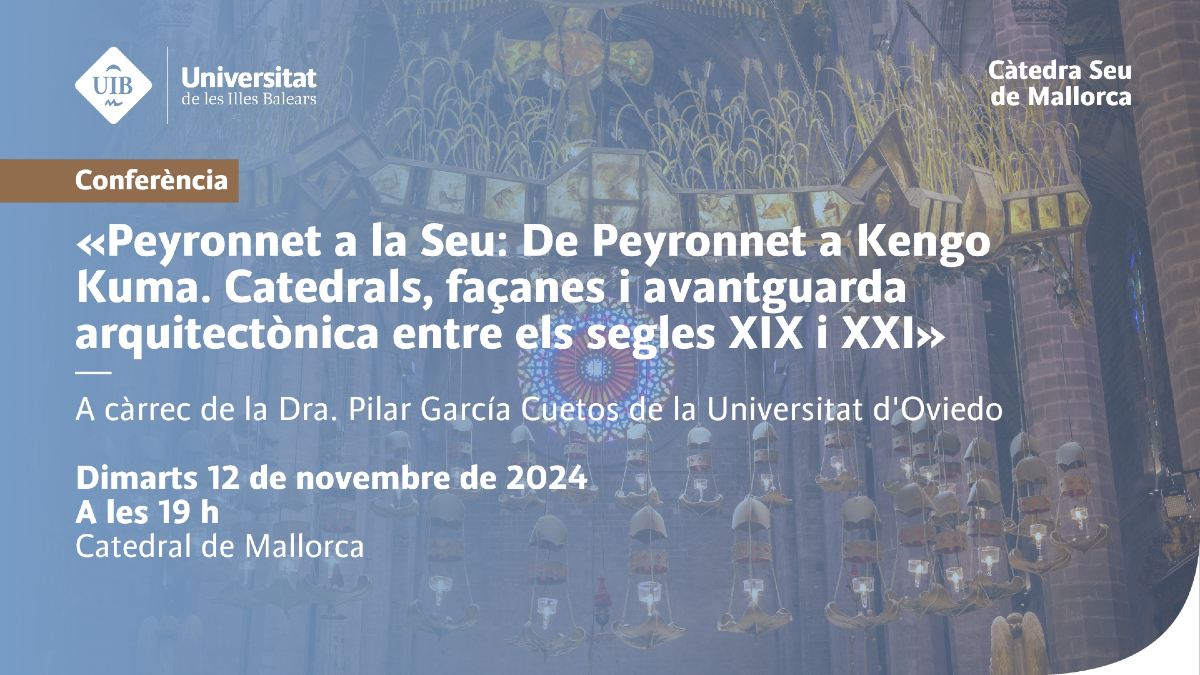 FUEIB (@fueib) on Twitter photo 📢La Càtedra Seu de Mallorca organitza aquesta conferència. La Dra. Pilar García Cuetos oferirà una mirada sobre l’evolució arquitectònica de les catedrals al llarg dels segles.
👉 Més informació: bit.ly/40ANtZK
<a href="/UIBuniversitat/">Universitat de les Illes Balears - UIB</a> 📢La Càtedra Seu de Mallorca organitza aquesta conferència. La Dra. Pilar García Cuetos oferirà una mirada sobre l’evolució arquitectònica de les catedrals al llarg dels segles.
👉 Més informació: bit.ly/40ANtZK
<a href="/UIBuniversitat/">Universitat de les Illes Balears - UIB</a>