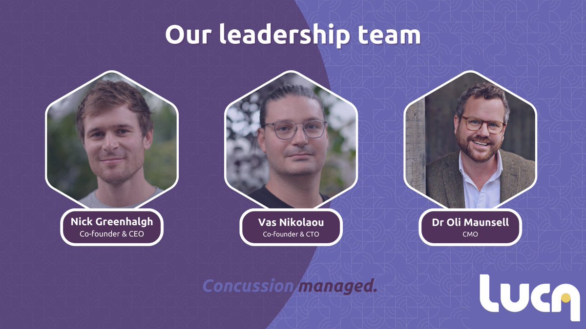 Luca_Health's tweet photo. Meet our fantastic leadership team.

Find out more about each of them here: https://t.co/GTXFfoKlsp

Feel free to reach out to discuss any opportunities or points of interest regarding #concussion care. We support pupils. We protect #schools.

Concussion, managed. https://t.co/d6GbR6OAh0