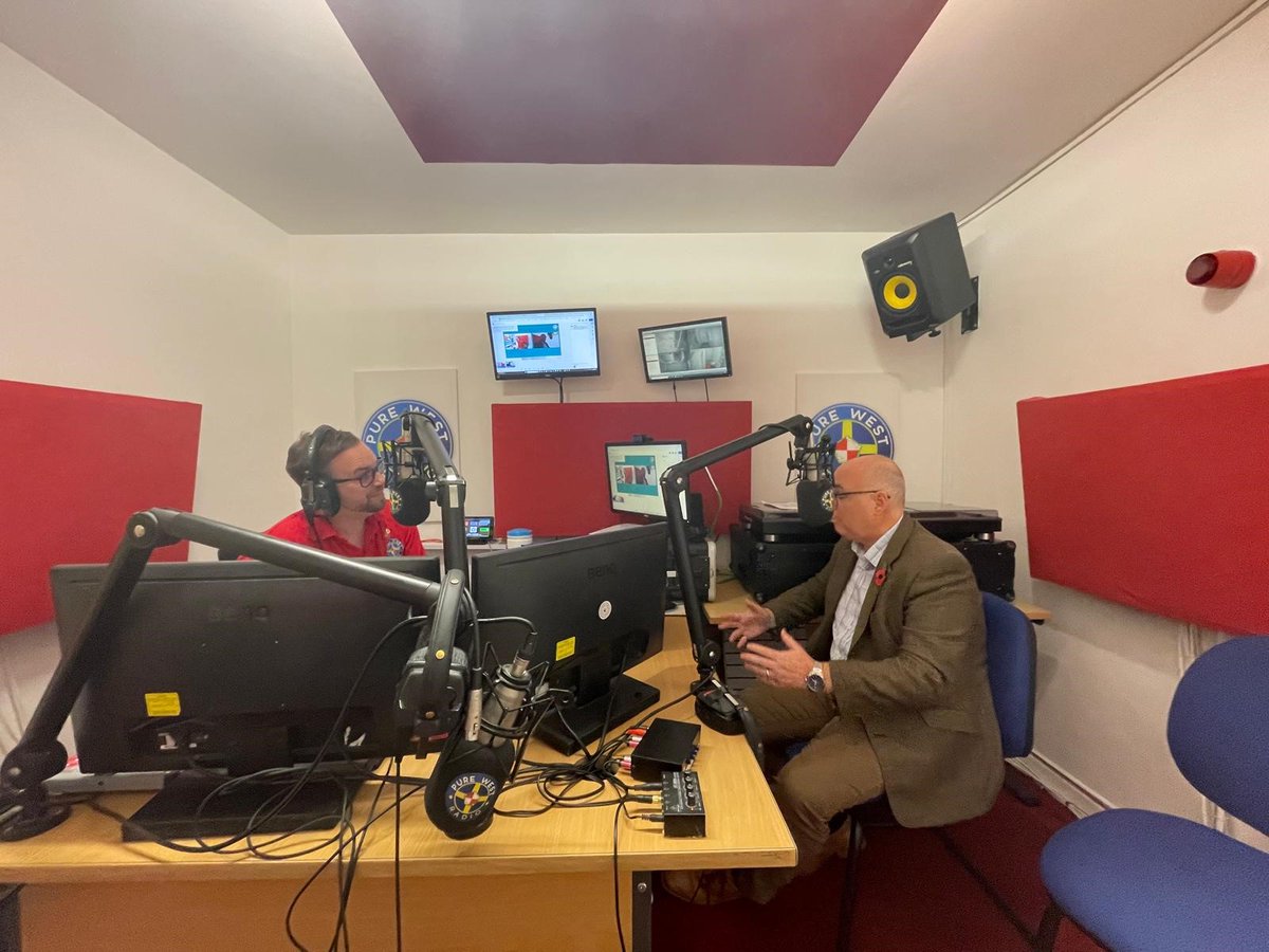 Delighted to join <a href="/purewestradio/">Pure West Radio</a> on the air today to celebrate their expansion to DAB. Pure West Radio plays a crucial role in delivering news and entertainment across Pembrokeshire and it’s great to see the station taking this next step.