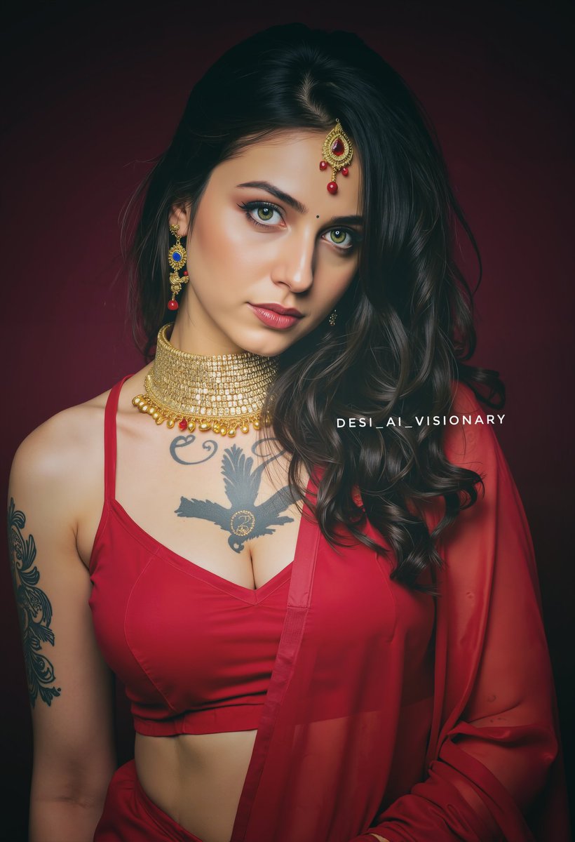 yipee_ki_ye's tweet photo. Tattooed lady in red #tattoo #tattoos #tattoostyle #tattoomodel #sareelovers #sareeblouseinspiration #saree #sareelove #sareeindia #saricool #sari #sareefashion #sareecollection #indianwear #fashion #aiart #aigirl #garbasong #garbadance #garbalover #Sindoorkhela https://t.co/sgcRV4Laos